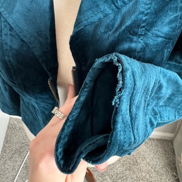 Chico’s Teal Velvet Like Women's Jacket - Picture 6 of 7